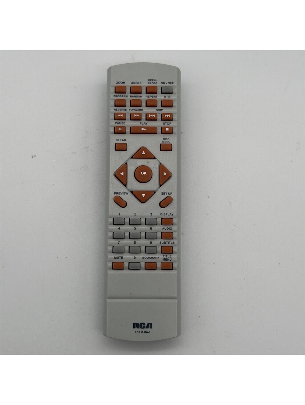 RCA RCR195DA1 OEM DVD Player Remote Control Gray Orange Genuine Tested Working